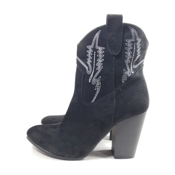 Code West Womens Size 9 Black Faux Suede Western Ankle Boots - Picture 5 of 9